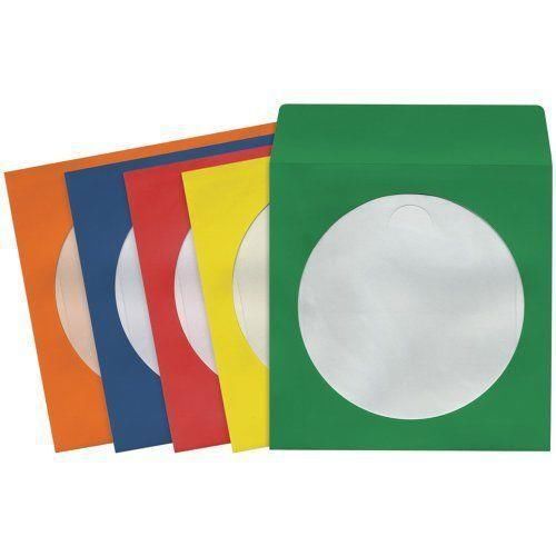 100 LOT PACK MULTI-COLOR CD DVD BLU-RAY DISC WINDOW PAPER SLEEVES CASE STORAGE