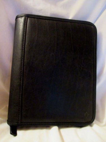 Vintage textured black faux leather folder binder organizer franklin covey for sale