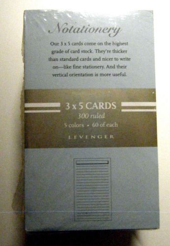 LEVENGER 3 x 5 Cards 300 Ruled Multi 5 Colors CIRCA Notationary NEW Office