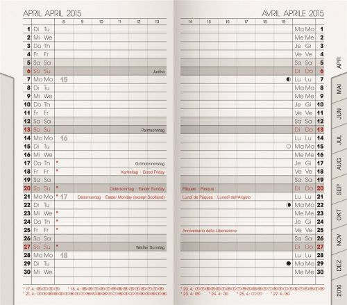 Brunnen Kalender-Einlage 2015, Mod. 751, 8,7 x 15,3 cm