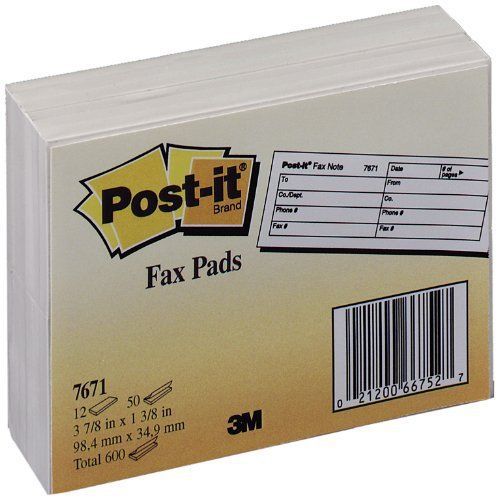 3m fax note - 1.50&#034; x 4&#034; - recycled - 12 / pack - white (mmm7671) for sale