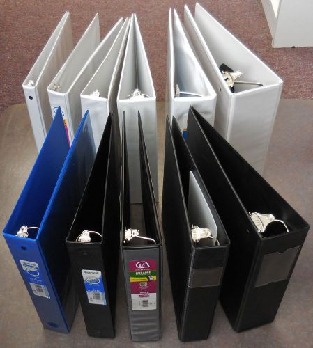 Black/White 3-Ring Binder lot. 11 barely used binders. School, office, FREE SHIP
