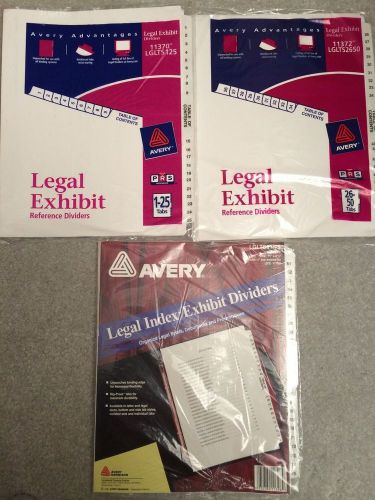 AVERY Legal Exhibit Dividers 3 sets Lot 1 - 75 Tabs
