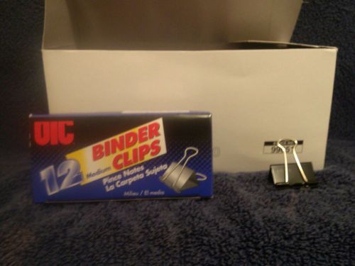 Nib 12 dz oic 1 1/4&#034; binder clips  bc50 99050 5/8&#034; capacity black medium for sale