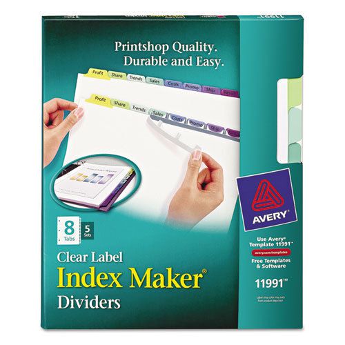 Index Maker Clear Label Contemporary Color Dividers, 8-Tab, 5 Sets/Pack