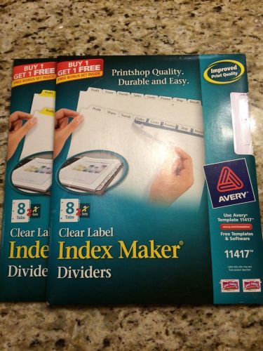 Two Avery Dennison Ave-11417 Index Maker Clear Label Dividers W/ Tabs with bonus
