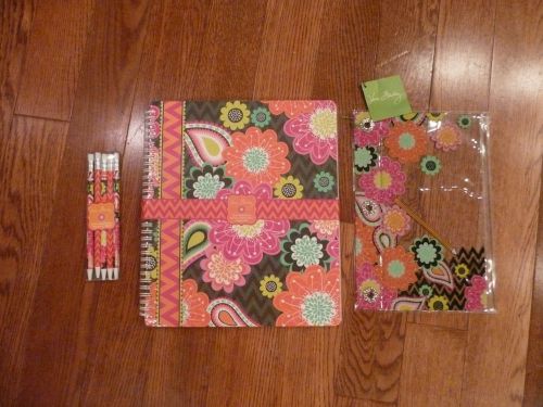 Vera Bradley ZIGGY ZINNIA~3 subject Notebook w pocket~Pouch~5 Mechanical Pencils