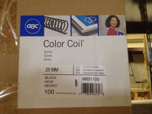 GBC Color Coil Binding Spines, Black, 25MM (Box/100) #9665110G