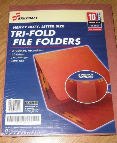 Skilcraft  Letter Size Tri-Fold File Folders - One Pkg Of 10 -  FAST SHIP