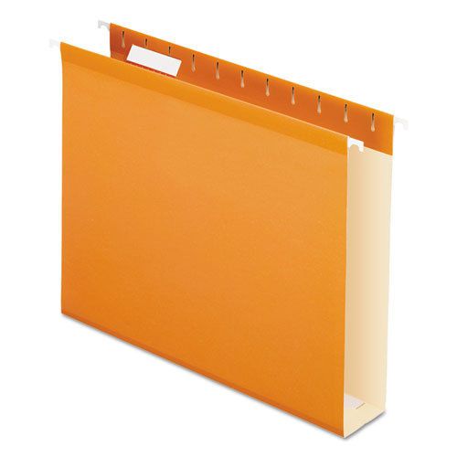 Reinforced 2&#034; Extra Capacity Hanging Folders, Letter, Orange, 25/Box