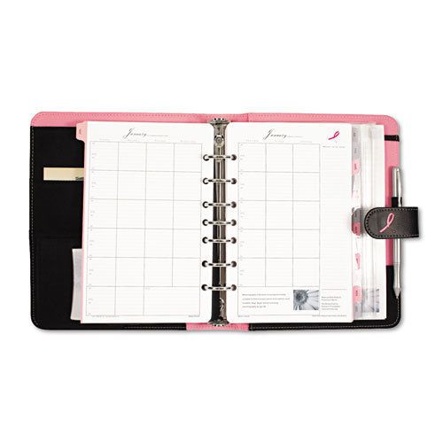 Pink ribbon organizer starter set w/microfiber binder, 5-1/2 x 8-1/2, black/pink for sale