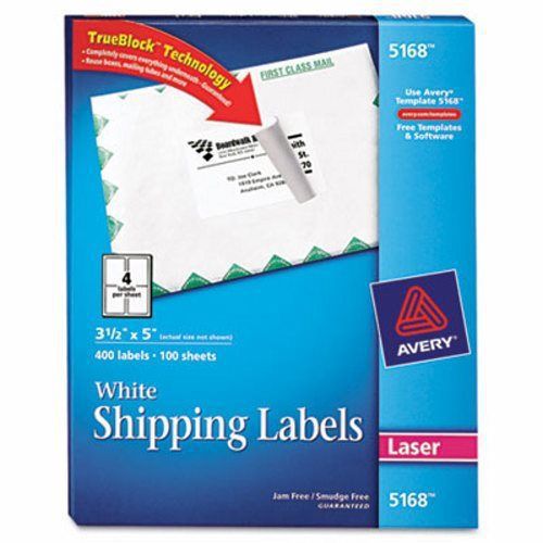 Avery Shipping Labels with TrueBlock Technology, 3-1/2 x 5, 400/Box (AVE5168)