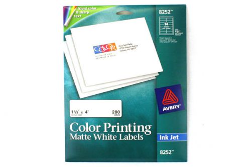 AVERY 8252 Color Printing White Ink Jet Labels - 14 Per Sheet - 280 Labels