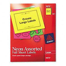 AVERY 5975 - NEON ASSORTED FULL SHEET LABELS - 15 SHEETS PER PACKAGE