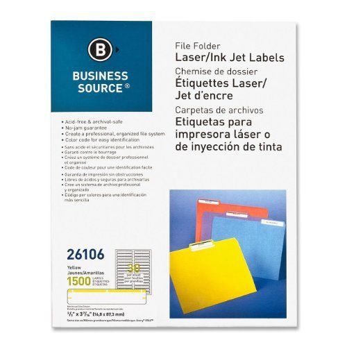 Business Source File Folder Label - 0.66&#034; Width X 3.43&#034; Length - 1500 (bsn26106)