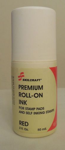 Skilcraft RED Premium Roll On Ink for Stamp Pads &amp; Self Inking Stamps, 2 oz.