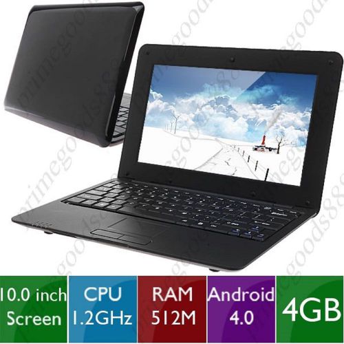 10&#034; Android 4.0 4GB Netbook Laptop Notebook  WiFi Camera Black Free Shipping