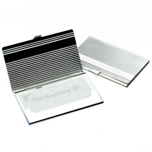 1 x New Ribbed Design Chrome Crome Credit Card Business Cards Case Holder Ideal