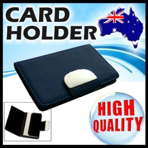 ?Blue Color?Leather Magnetic Flip Metal Closure Open Business Credit Card Holder