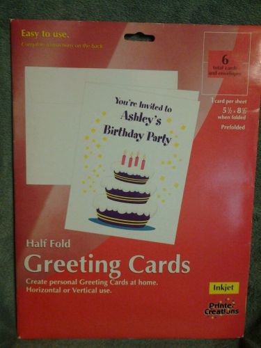 Half-Fold Greeting Cards for Inkjet Printers 5.5 inches x 8.5 inches 6 Cards +