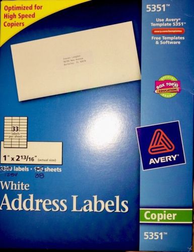 Avery® 1 x 2-13/16 Self-Adhesive Copiers Address Labels (1254 Labels) 38 Sheets