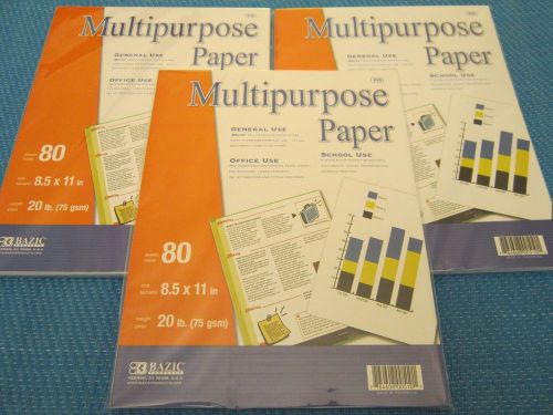 Multi-Purpose Copy And Print White Paper 3 Reams Lot 80 Sheets Each