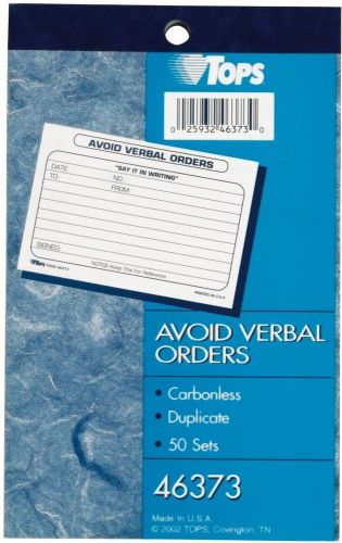 Avoid verbal orders book part carbonless 4.25 x 6.25 sheets white top46373 for sale
