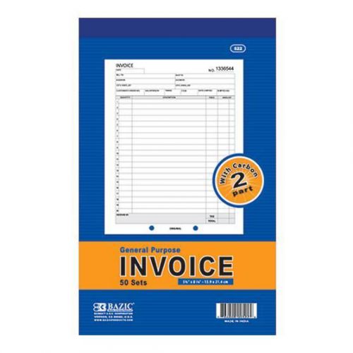 BAZIC 2 Part Invoice with Carbon 5 9/16&#034; x 8 7/16&#034; 12 Packs of 50 522-12