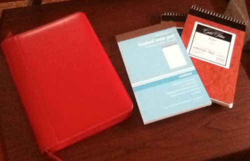 By Levenger-AMBI FOLIO JUNIOR-RED-NEW  and 4 Note Pads - Beautiful Apple Red