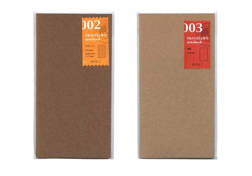 US Seller* MIDORI Traveler&#039;s Notebook Regular size Refill 002 Grid&amp;003 Blank Set