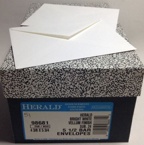Herald Bright White Vellum Finish 5-1/2 Bar Panel Envelopes Sub 24 250/Box