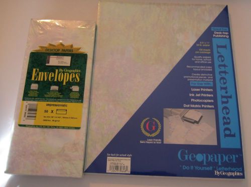 Geopaper Letterhead Stationary 100 page 50 Envelopes Impressionistic Marble