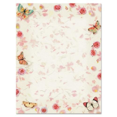 Royal 46883S Design Paper, 24 Lbs., Butterflies, 8 1/2 X 11, White, 100/pack