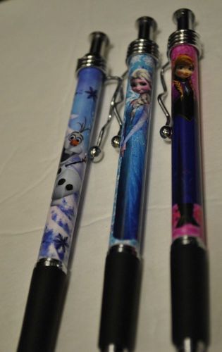 Disney Frozen Queen Elsa Princess Anna Set of 3 Black Ink Pens NEW