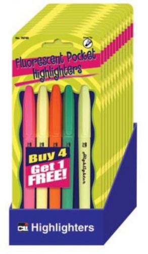 Charles Leonard 5 Count Fluorescent Pocket Highlighters 12 Count