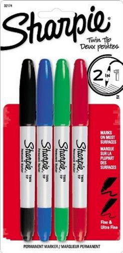 4 SHARPIE Twin Tip  Permanent Marker Assorted Colors