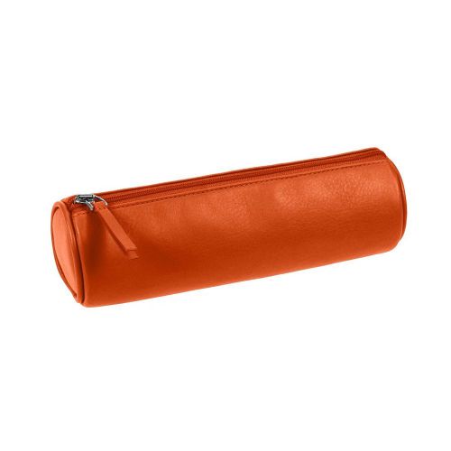 Round pencil holder - Orange - Smooth Calfskin - Leather