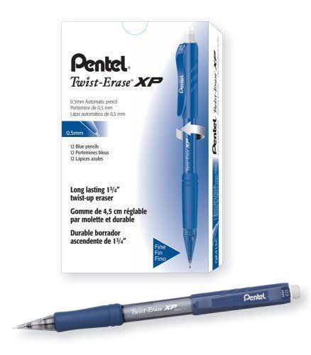 Pentel QE415C Twist-erase Express Mechanical Pencil, 0.5 Mm, Blue Barrel