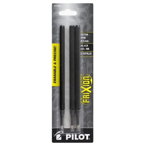 Pilot Frixion Point Gel Pen Refills, Extra Fine Point, 0.5mm, Black Ink, 3/Pack