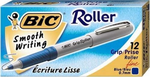 48 bic grip blue  ink rollerball pens fine .7mm point size for sale