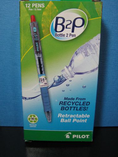 12 Pilot B2P Bottle to Pen Retractable Pens Fine Point, Red Ink