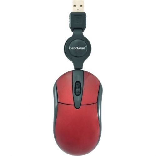 GEAR HEAD-COMPUTER MP1750RED RETRACTABLE OPTICAL WHEEL MOUSE
