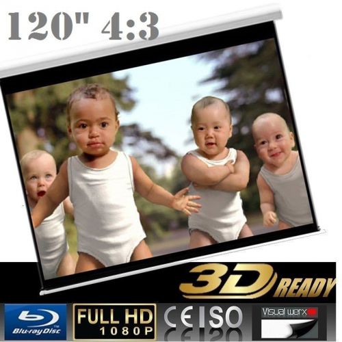 Pro 120&#034; 4:3 ratio manual pull down retractable projector screen home theater for sale