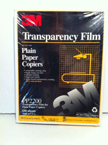 3M TRANSPARENCY FILM For Plain Paper Copiers -100 Sheets (8.5&#034; x 11&#034;) PP2200 NEW