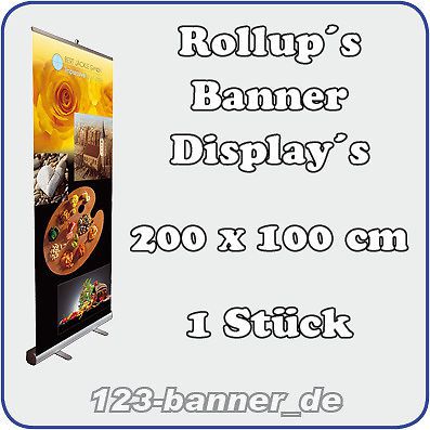 Roll Up Banner Display Messe Aufsteller WUNSCH DRUCK 100x200 cm Digital Druck