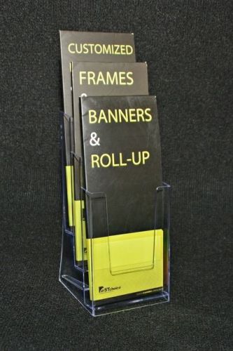 4 slot trifold pamphlet magazine catalogue brochure holder clear office display for sale