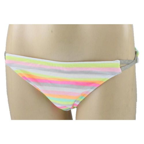 Victoria&#039;s secret bikini bottoms l metallic pink rainbow stripe x hips swimsuit for sale