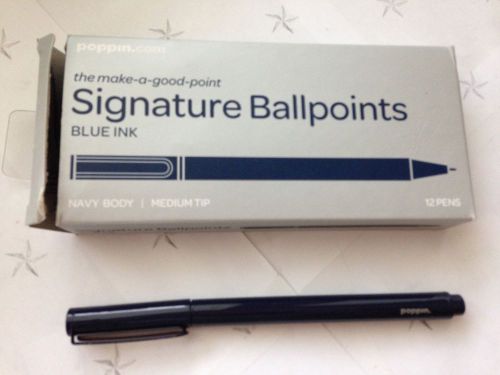 Poppin Signature Ballpoints NAVY BODY BLUE INK MEDIUM TIP 12 PENS