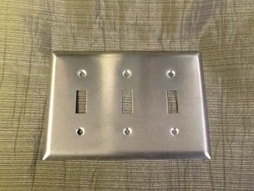 Stainless/brushed chrome 3 switch plate cover commercial grade