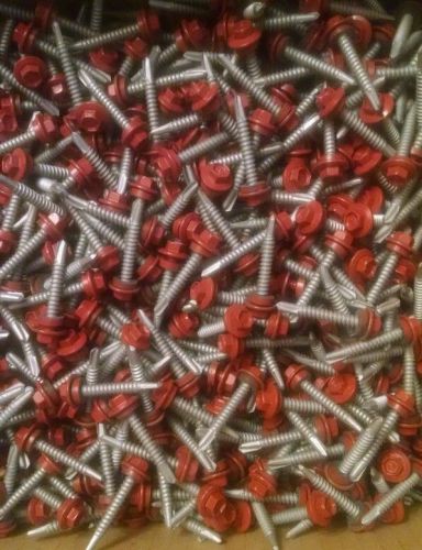 2000 red #12 x 1 1/2&#034; hex metal frame building screws with washer self tapping for sale